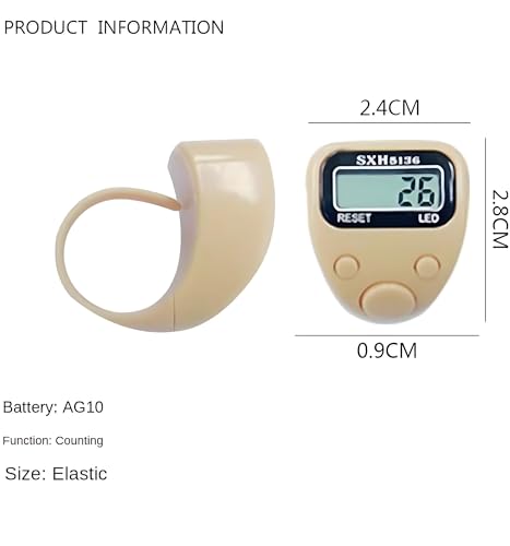 Image of Digital Finger Tally Counter with LCD Display, Portable Hand Click Counter for Prayer, Chanting, Gym, Counting, Stitching, Meditation, Automatic Tasbeeh Counter with Reset Button (506 Led-Black)