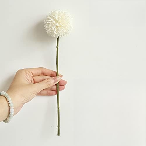 ZAW Flores Artificiales 1pc Artificial Flower Bouquet Single Head Thorn Ball Decoración de simulación for Bodas y decoración for el hogar Ramo (Color : White)