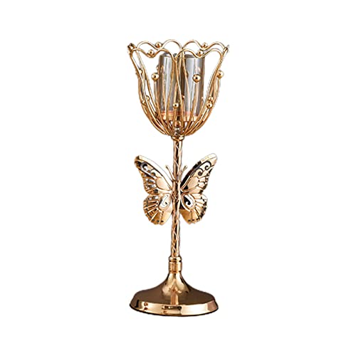 Holder for Home Decor Candleholder for 50mm Pillar Metal Art for Butterfly Candlesticks Golden Holders for Candlesticks