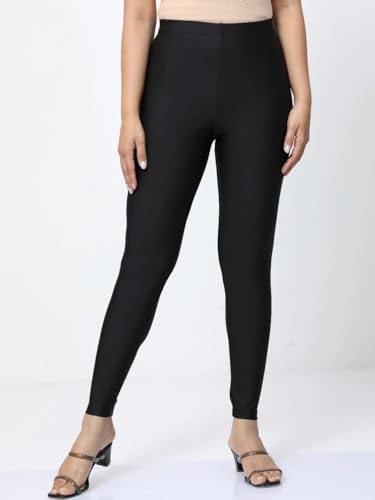 Image of Women's Nylon Shimmer Leggings | Ankle Length | Slim Fit | Stretchable Spandex Leggings | Shiny Finish | Casual Wear & Special Occasion