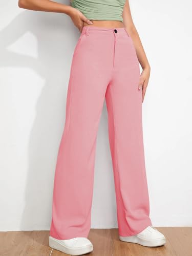 Image of Toochki Trousers for Woman Pants Women's Formal Office Korean | Black Track Pant | Straight | Cotton Spandex Stretchable Trouser | High-Waisted Bottom Wear