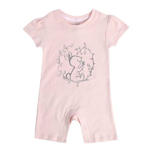 Image of miniklub Baby Round Neck Knitted Cotton Printed Romper, Pack of 2 (Peach /Blue Color)