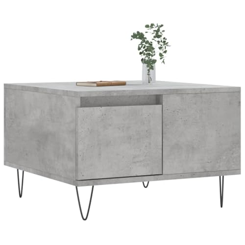 Table basse de salon gris béton avec rangement fermé et piétement en métal noir intérieur - 4