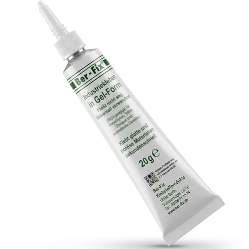 Ber-Fix® Industriekleber Gel 20g – Extra Starker Sekundenkleber Gel für Metall, Kunststoff, Keramik – Tropffrei & Überkopf geeignet – Spaltfüllend bis 0,5 mm – Professioneller Sofortkleber