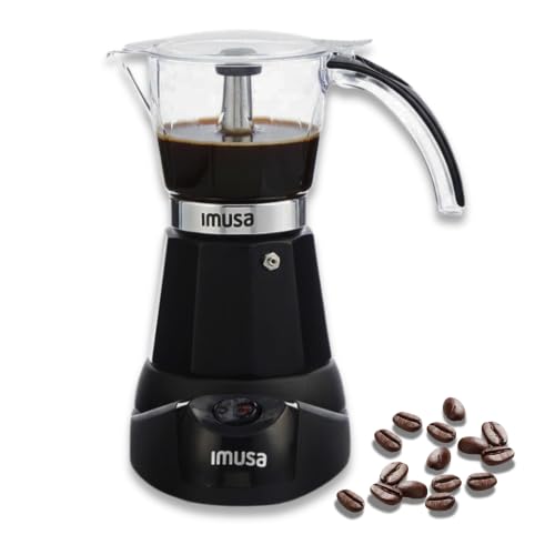 IMUSA 6 or 3 Cup Electric Espresso Maker with Cool-touch Handle Black