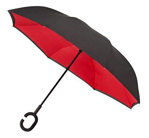Parapluie pliant compact mixte rose noir rouge Impliva léger pour sac à dos