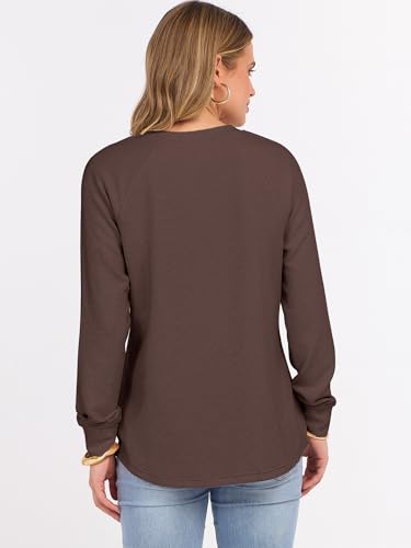 Image of ANRABESS Women's Waffle Knit Henley Top Long Sleeve Shirts