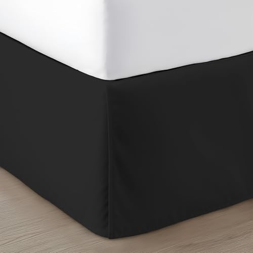 SGI Bedding 14 inch Drop Bed Skirt King Size - Platform Style with Secure Fit, Classic Tailored Look, Elegant Pleated Style Dust Ruffle, Split Corners, Wrinkle Resistant Microfiber - Black by SGI bedding - Used condition - US$21.91