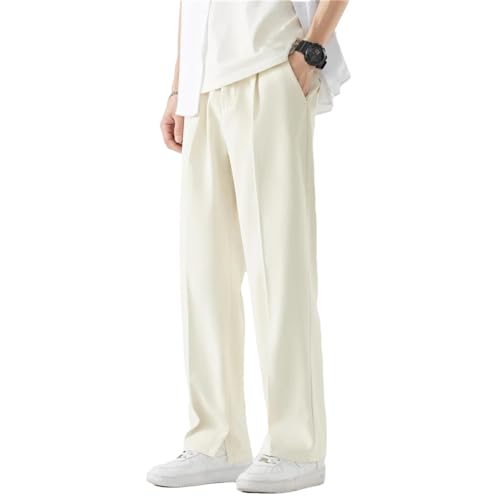 Generic Men's Casual Suit Pants Light&Thin Korean Straight Pants Loose Semi-Wide Sweatpants Wide Leg Long Baggy Trousers