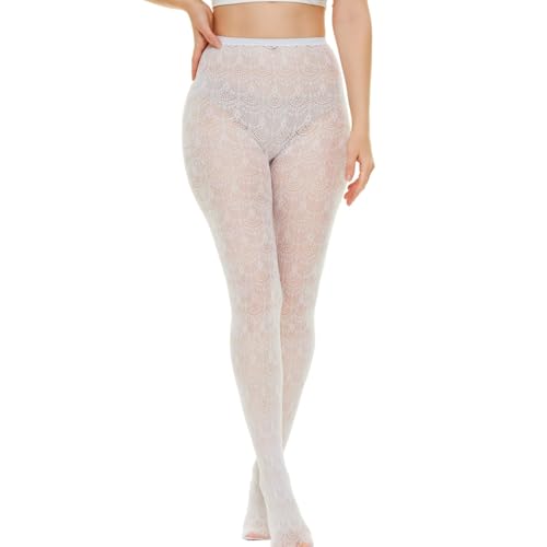 Image of Fishnet Stockings Lace Patterned Tights High Waist Pantyhose Fishnets for Women