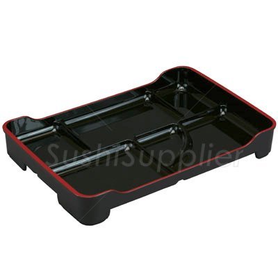 M.V. Trading MWZ14BV Japanese Lacquer Bento Box with 6 Divided Compartments, Black