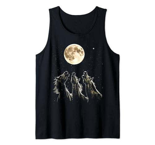 3 horses Howling At The Moon Funny Parody horse lover Camiseta sin Mangas
