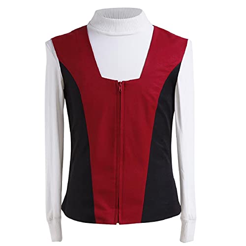 Pinlian Herren Kirk Ribbed Hemd Rot Schwarz Weste Set Cosplay Kostüm Halloween Medium Cover