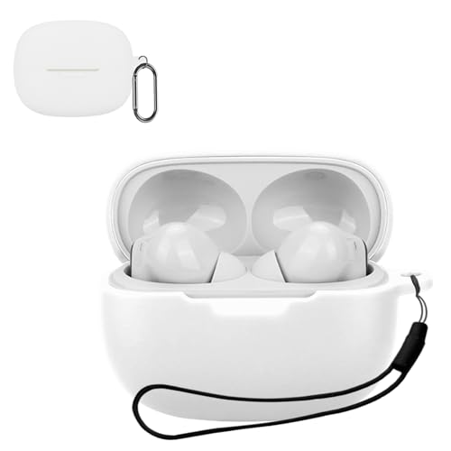 For Redmi Buds 8 Pro �p �P�[�X �J�o�[ KONXISA �V���R���P�[�X �ϏՌ� �h���h�o �E�H�b�V���u�� �i�J���r�i�t��+�X�g���b�v�t�� �j ���p���₷�� �����[�d�\ �����^�т����₷���i�z���C�g�j