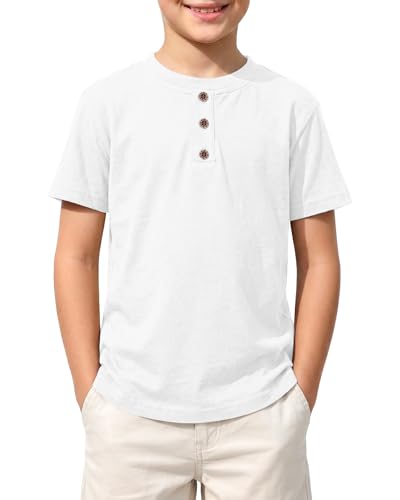 Erlisiy Boys Henley Short Sleeve T-Shirt, 2-7 Years White