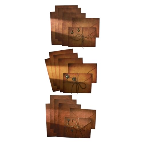 HOMSFOU 3セット レトロデザイン便箋封筒 小型 おしゃれな装飾付き 書き物用品 多目的収納用 カードやトリント収納に