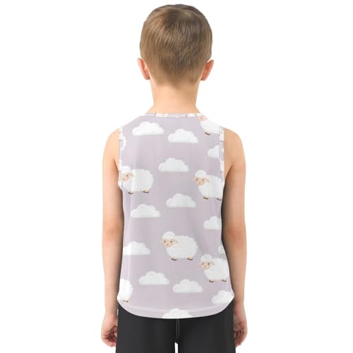 J JOYSAY Cartoon Sheep Cloud Lilac Boys Tank Top Sleeveless Muscle Shirts Quick Dry Kids T-Shirts 3-15T3