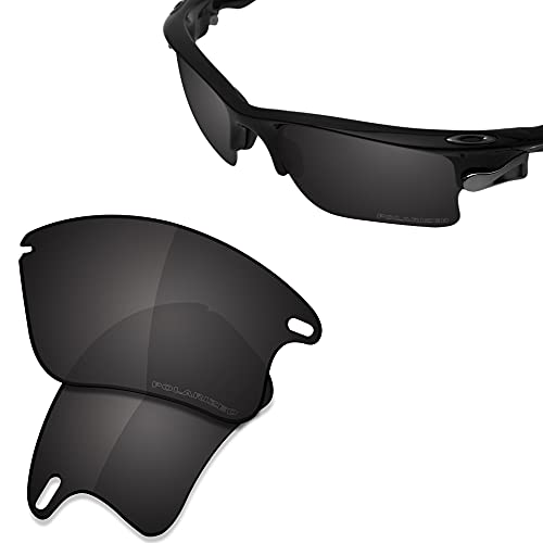 Image of SAUCER Premium Replacement Lenses & Rubber Kits for Oakley Fast Jacket XL OO9156 | Fast Jacket XL Low Bridge Fit OO9163 Sunglasses High Definition - Carbon Black Polarized