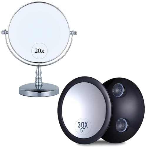 Espejo de maquillaje doble 20X/30X con soporte y espejo portátil