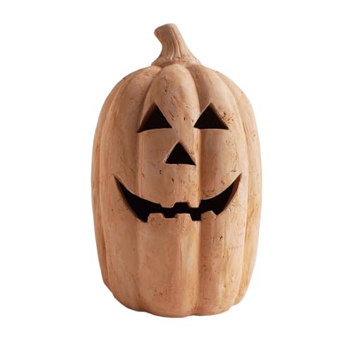 Faroles iluminados: linterna de calabaza de 15,5 x 19 cm, iluminación espeluznante sin llama, lámparas sin llama, decoración de temporada para interiores y exteriores, decoración de dormitorio, jardín