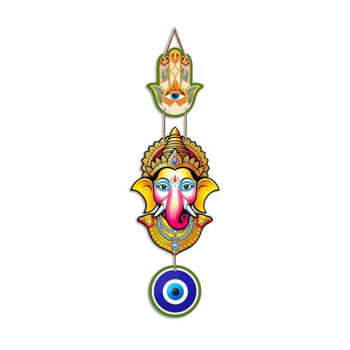 Image of Artvibes Siddhivinayak Evil Eye Wall Hanging for Home Entrance Decor | Nazar Battu Protection Wall Art for Living Room Bedroom Temple Office | Vastu Good Luck Positive Energy Gift (WH 8556N)