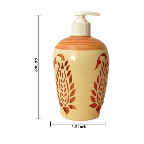 Image of Ceramic Liquid Soap Dispenser, 450 ml, Brown Rust | Refillable Pump Bottle for Hand Wash, Lotion, Shampoo & Kitchen Use, 2 Pieces