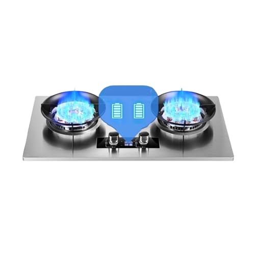 BZJPRFC Estufa De Gas De 75 Cm, Placa De Gas De 2 Quemadores, Placa De Cocina Independiente De Vidrio Templado, Temporizador De Fuego Alto De 5,2 KW Y 9 Cavidades(LPG)