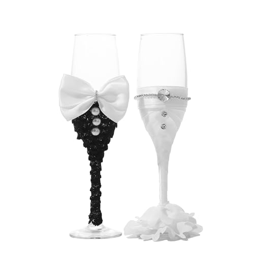 LUNLUN HOME Copas de champán para novios y novios,WCG
