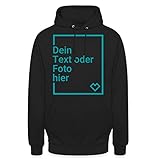 Hoodie selbst gestalten: Personalisiere Deinen Hoodie mit einem eigenen Foto und/oder Text auf der Vorderseite. Einfach Größe wählen und 