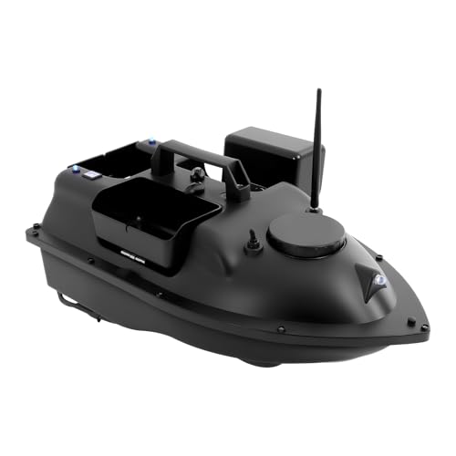 ACLICE Futterboot mit GPS 500m Reichweite 3 Fächer Köderboot RC Boot mit LED Nachtlicht 2kg Tragfähigkeit ABS Angelköderboot Ferngesteuert für Angeln Schwarz