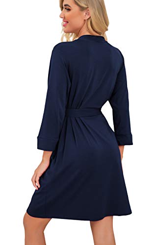 Image of PrinStory Womens Robe Lightweight Short Knit Bathrobe Soft Ladies Sleepwear with Pockets