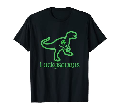 Divertido San Patricio Dinosaurio Amante Shamrock Luckysaurus Camiseta