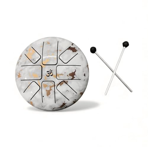 Image of Beanny 6 Inch Steel Tongue Drum Handpan Instrument for Meditation, Yoga & Sound Healing | Zen Tank Drum with Mallets | Relaxation, Mindfulness & Music Therapy Percussion Instrument (White)