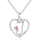 Mesovor Collares de corazón con inicial para mujer, collar de plata de ley con corazón de oro rosa, regalos de joyería personalizados para madre, esposa, hija, hermana, talla única, Plata esterlina
