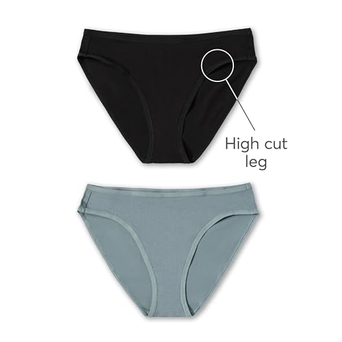 Image of Pact Women's Organic Cotton Bikini Underwear, Classic Fit Panties with High Cut Leg