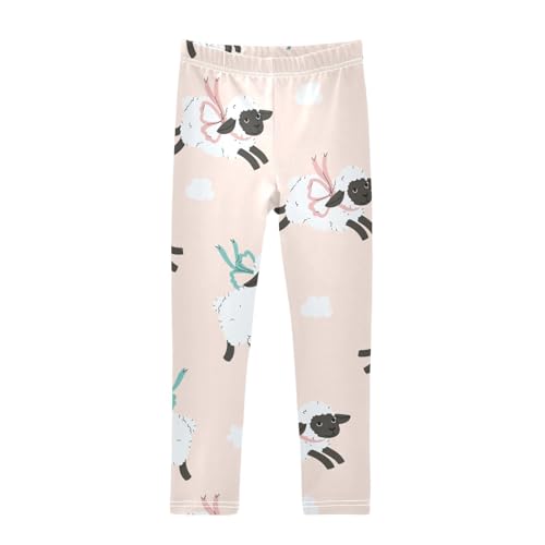 Leaping Lamb Girls Leggings,Workout Leggings for Girls Toddler Athletic Legging Size for 3-10T