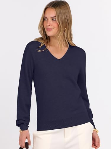 Image of ANRABESS Women's Long Sleeve V Neck Basic Sweaters | Classic Pullover Tops,Soft Loose,Business Casual Work,Travel Vacation,All Day Wear,Fall Spring Outfits,Winter Layer Clothing