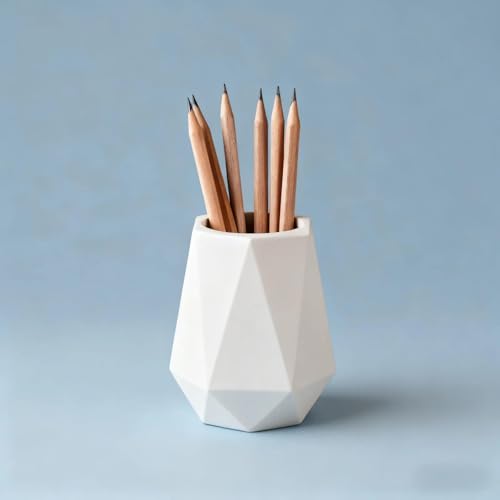 txuzong Pot Crayon en Silicone - Porte-Stylo de Bureau Géométrique avec Couvercle - Organisateur de Stylos pour Papeterie, Fournitures de Bureau ou...