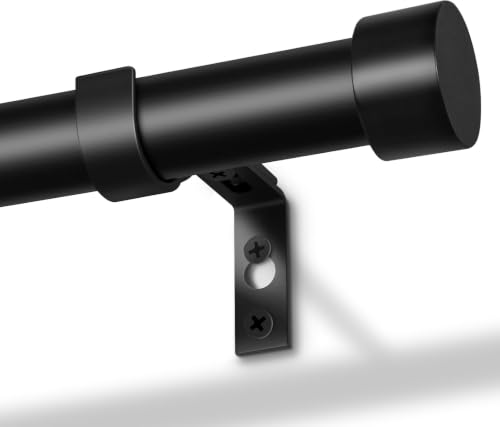DEFYNEE Gardinenstange 80-218 cm Ausziehbar Ø25 mm Schwarz