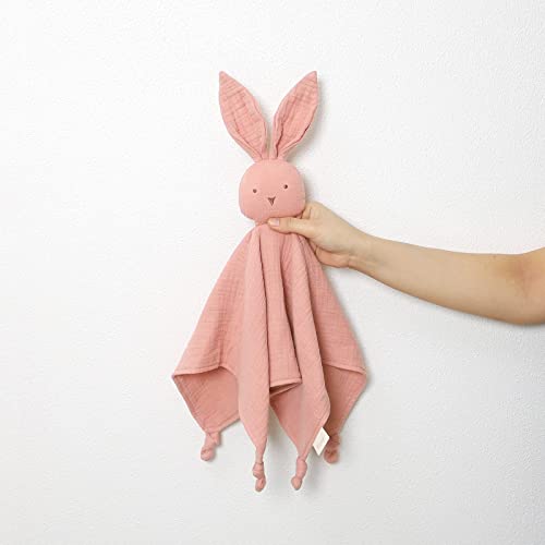 Blumie Bunny Comforter Blanket for Baby 100% Organic Cotton Muslin, Cuddly for boys girls and infants. (Dusty Pink) - Image 4