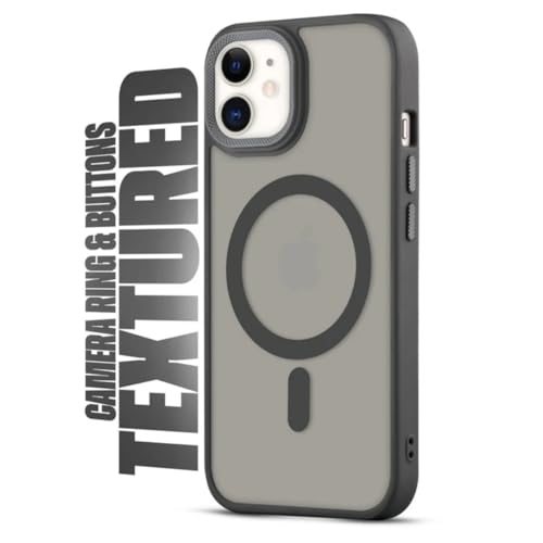 Image of GoldKart Magnetic Matte Translucent Back Cover Case for iPhone 12 | MagSafe Compatible | Shockproof Hybrid Bumper | Camera Lens Protection | Anti-Fingerprint Slim Protective Case (Black)