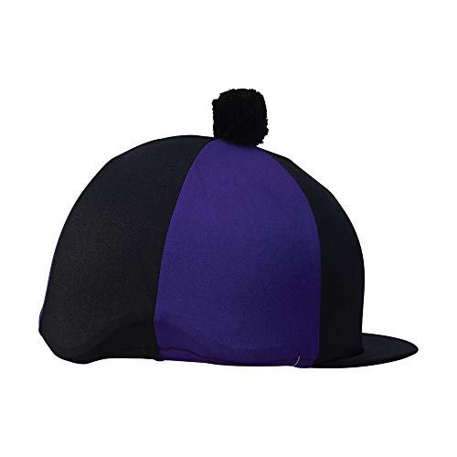 Hy Two Tone Lycra Silks with Bobble - Purple/Black - Horse Riding Hat Covers