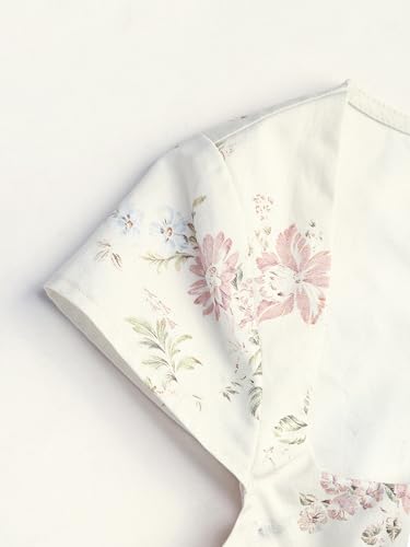 CIDER Shirts for Women Floral Top Square Neck Short Sleeve Casual Blouse Cute Cotton Top Elegant Fitted Blouse4