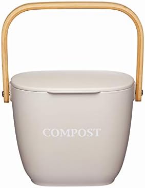 Natural Elements NECOMP Kitchen Compost Bin, Bamboo Fibre, Putty Grey, 3 Litre