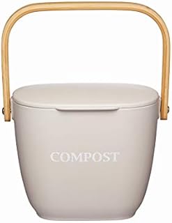 Natural Elements NECOMP Kitchen Compost Bin, Bamboo Fibre, Putty Grey, 3 Litre