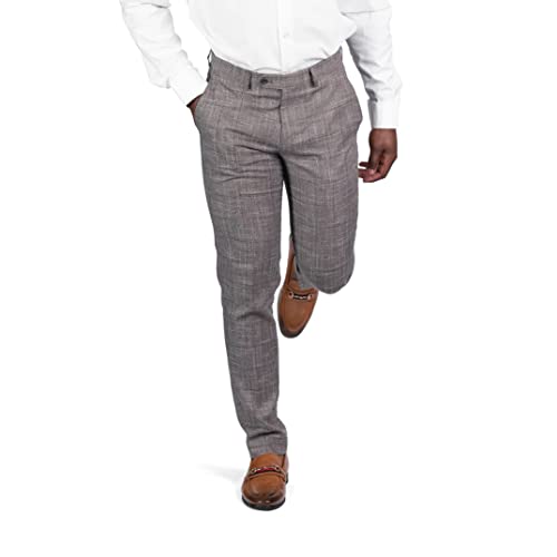 Slim Fit Slacks Plaid Tweed Men's Dress Pants SD958183