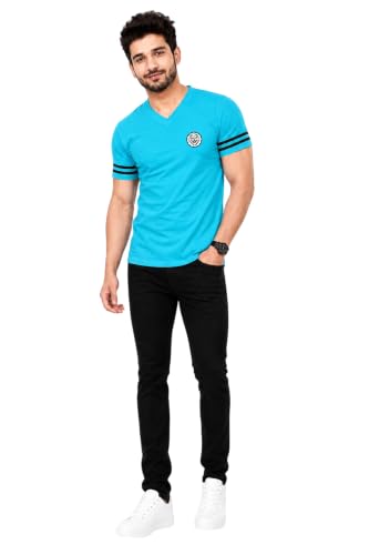 Image of Geum Men's Solid Half Sleeve V-Neck T-Shirt | Soft & Breathable Fabric | Regular Fit | Casual Everyday T-Shirt