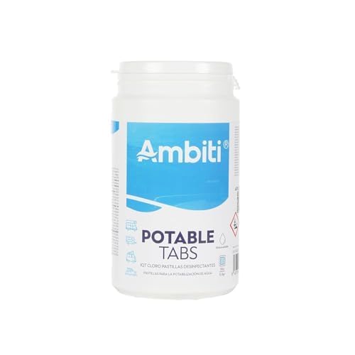 AMBITI | Pastillas Potabilizadoras de Agua | Purificador de Agua para Autocaravanas, Barcos y Camper en Depósitos de Agua Potable |1 Pastilla Purifica 200 Litros | Sin olor ni sabor | 50 unidades