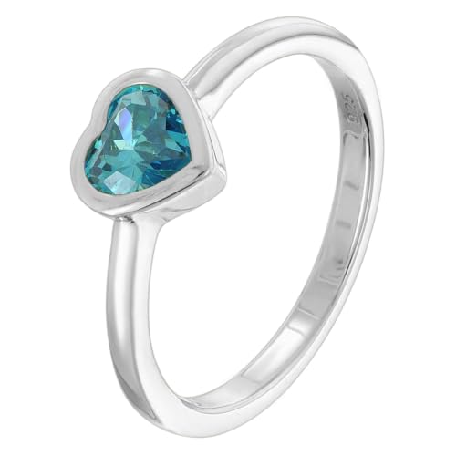 Bague pour femme en argent trendor avec zircon cubique cœur taille 58