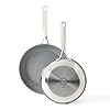 Martha Stewart Delaroux Stainless Steel 95 12 PFAs Free Premium Ceramic Nonstick Fry Pan Set
